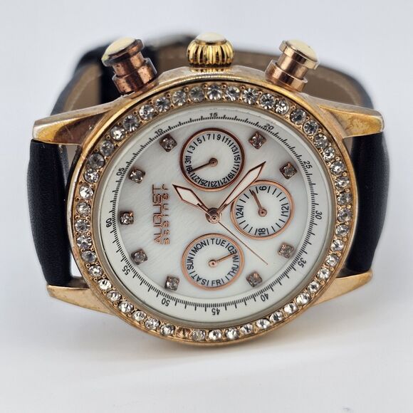 August Steiner Women's Watch 38MM White Dial New Leather Bands Battery READ - Picture 5 of 15